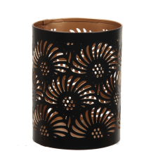  Áttört mintás mécsestartó fekete-arany D8cm M10cm dekorációs kellék