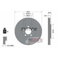  Audi A3 (8L1) első féktárcsa (288mm, hűtött) - Textar (92106603) autóalkatrész