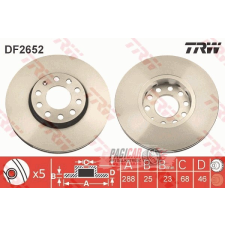 Audi A4-B6 első féktárcsa (288mm, hűtött) - TRW (DF2652) SZETT (2db) autóalkatrész
