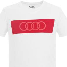 Audi férfi póló, ringe 2020, fehér-piros