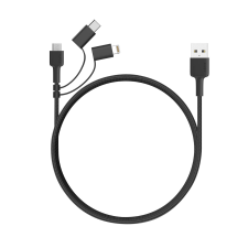Aukey CB-BAL5 3in1 USB apa - MicroUSB + USB C + Lightning apa Adat- és töltőkábel 1.2m - Fekete (CB-BAL5) kábel és adapter