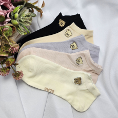 Aura Via Női titokzokni anyagában mintás, macika fejecskével 5 pár/cs 35-38