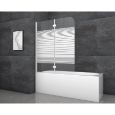 Aurlane White Stripes 2 kádparaván 115 cm x 140 cm fehér 2 szárnyú fürdőszoba kiegészítő