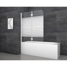 Aurlane White Stripes 2 kádparaván 115 cm x 140 cm fehér 2 szárnyú kád, zuhanykabin