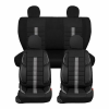  Autósüléshuzat-készlet, univerzális, első-hátsó, fekete, szürke csíkkal, textil és eko bőr