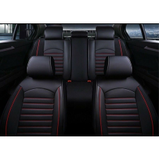  Autósüléshuzat-szett első és hátsó ülésekre, eko bőr, fekete, piros csíkkal gyerekülés huzat, betét