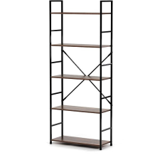AUTRONIC Régi fa dekor polc, MDF, fekete lakk, 5 db bútor