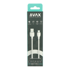 AVAX CB621 CREAMY+ USB Type-A apa - USB Type-C apa Töltőkábel - Fehér/Ezüst (1.5m) (AVAX CB621) kábel és adapter