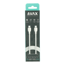 AVAX CB623 CREAMY+ USB Type-C apa - USB Type-C apa Töltőkábel - Fehér/Ezüst (1.5m) (AVAX CB623) kábel és adapter