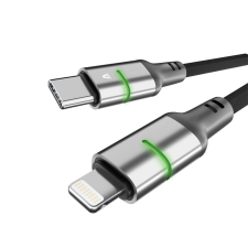 AVAX CB636 STEELY LED USB-C - Lightning 2m Black kábel és adapter