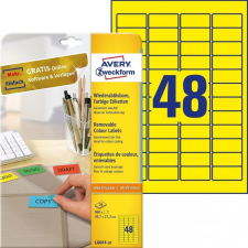 Avery Címke nyomtatóhoz 45.7x21.2mm 20x48db visszaszedhető sárga etikett