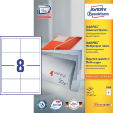 Avery Etikett AVERY 3660 97x67,7 mm fehér univerzális 800 címke/doboz 100 ív/doboz etikett