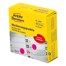 Avery Etikett AVERY 3850 öntapadó jelölőpont adagoló dobozban pink 10mm 800 jelölőpont/doboz etikett