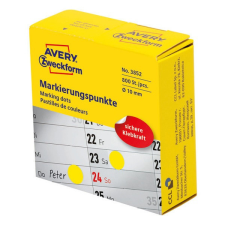 Avery Etikett AVERY 3852 öntapadó jelölőpont adagoló dobozban sárga 10mm 800 jelölőpont/doboz etikett