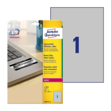 Avery Etikett AVERY L6013-20 210x297mm laser ezüst 20 címke/doboz 20 ív/doboz etikett