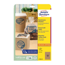 Avery Etikett AVERY L7106-25 60 mm környezetbarát kör barna kraft 25 ív/csomag etikett