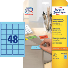 Avery L6039-20 45,7x21,2mm visszaszedhető 960db-os Etikett Kék etikett