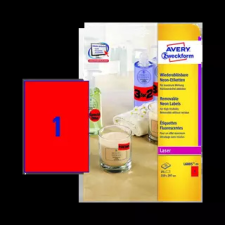 Avery zweckform 210 mm x 297 mm Papír Íves etikett címke  Neon piros  ( 25 ív/doboz ) etikett