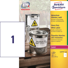 Avery zweckform 210 x 297 mm Időjárás álló címke lézer nyomtatóhoz (100 db / csomag) etikett