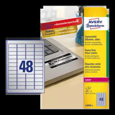 Avery zweckform 45.7 mm x 21.2 mm Műanyag Íves etikett címke  Ezüst ( 8 ív/doboz ) etikett