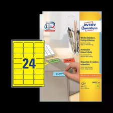 Avery zweckform 63.5 mm x 33.9 mm Papír Íves etikett címke  Sárga  ( 20 ív/doboz ) etikett