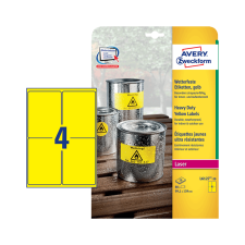 Avery zweckform 99,1*139 mm-es Avery Zweckform A4 íves etikett címke, sárga színű (20 ív/doboz) etikett