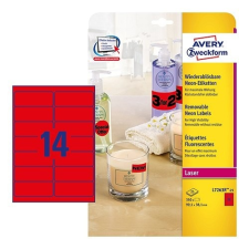 Avery zweckform Etikett címke speciális visszaszedhető L7263R-25 neonpiros címke 99,1 x 38,1 mm Avery etikett
