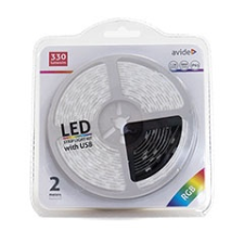 Avide 5V-os USB csatlakozós színváltós RGB LED szalag szett (2m) vezérlővel villanyszerelés