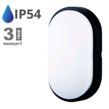 Avide IP54 opál mennyezeti LED lámpa ovál (14W) fekete - természetes fehér világítás