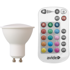 Avide LED FÉNYFORRÁS GU10 SPOT 4,2W 230LM RGB+W (2700K) TÁVIRÁNYÍTÓVAL izzó