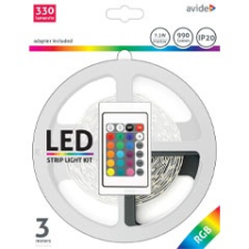 Avide LED szalag szett beltéri: 3 méter RGB 5050-30 szalag - távirányítóval, vezérelhető + tápegység világítási kellék