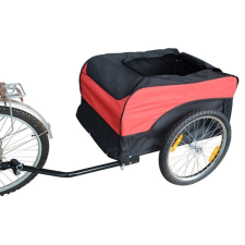 AVLift Kerékpár utánfutó szállítódoboz 130x77x65 cm piros-fekete színben 40 kg teherbírás kerékpár utánfutó