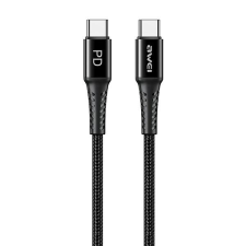 Awei USB-C-ről USB-C 60W-os kábel CL-111T fekete mobiltelefon kellék