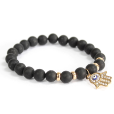 AWGifts Hamsa / Fekete Achát - Drágakő Karkötő karkötő