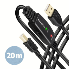 AXAGON ADR-220B USB-A apa - USB-B apa 2.0 Aktív Jelerősítő kábel - Fekete (20m) kábel és adapter