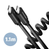 AXAGON BUCM-CM20TB Twister USB-C apa - USB-C apa 2.0 Adat és Töltőkábel - Fekete (1.1m)