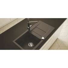 Axis CASCADA 40 gránit mosogató, szifonnal, fekete-szemcsés, beépíthető mosogatótálca