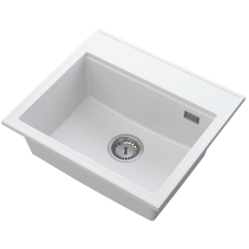 Axis Modern 55 gránit mosogató automata dugóemelő, szifonnal, fehér, beépíthető mosogatótálca