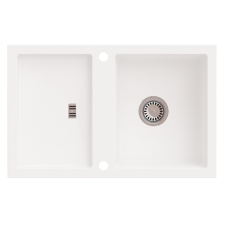 Axis SLIDE 40 gránit mosogató automata dugóemelő, szifonnal, fehér, beépíthető mosogatótálca