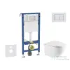 AXO Geberit Duofix Basic falra szerelhető WC szett, Kielle OUDEE Vortex rimless+ WC softclose ülőkével, Geberit Delta 30 alpesi fehér nyomólappal, fehér SANI11CA31127