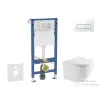 AXO Geberit Duofix Basic falra szerelhető WC szett, Kielle OUDEE Vortex rimless+ WC softclose ülőkével, Geberit Delta 50 alpesi fehér nyomólappal SANI11CA31103