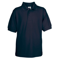 B&amp;C BCPK486 gyerek, rövid ujjú galléros pamut póló, Navy-12/14 gyerek póló