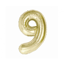 B&C Champagne, Pezsgőszínű 9-es szám fólia lufi 85 cm party kellék