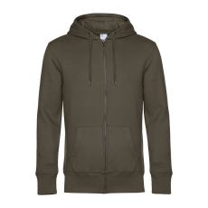 B&C cipzáros kapucnis férfi pulóver kétoldali zsebekkel O86, Khaki-3XL