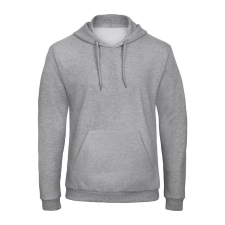 B&amp;C férfi kapucnis pulóver, színazonos húzózsinórral O47, Heather Grey-L férfi pulóver, kardigán