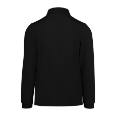 B&C hosszú ujjú előzsugorodott férfi galléros pamut póló O30, Black-3XL