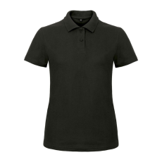 B&C klasszikus fazonú, rövid ujjú Női galléros póló, O07, Black-M