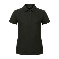 B&amp;C klasszikus fazonú, rövid ujjú Női galléros póló, O07, Black-XL női póló