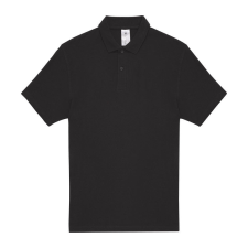 B&amp;C rövid ujjú kétgombos unisex pamut galléros póló O06, Black-2XL férfi póló