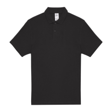 B&C rövid ujjú kétgombos unisex pamut galléros póló O06, Black-XS